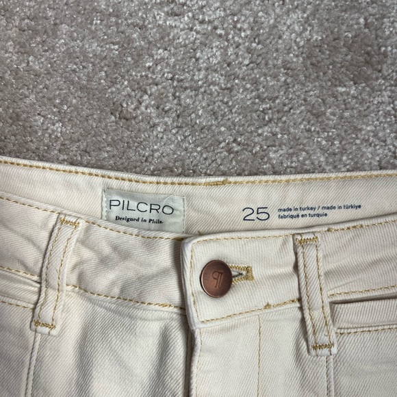 Pilcro Anthropologie sz 25 buttery cream Denim wide cuff wide leg jeans - Picture 5 of 10